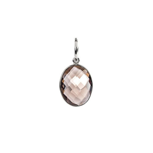 Smoky Quartz Oval Antique White Gemstone Pendant by Benny & Ezra