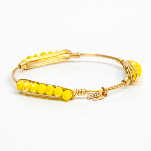 Small Yellow Millie Pebble Large 8" Bangle by Bourbon and Boweties