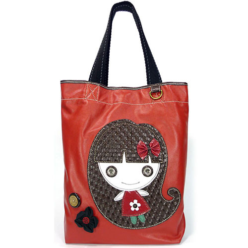 Smiley Girl Everyday Tote - Leather - Orange