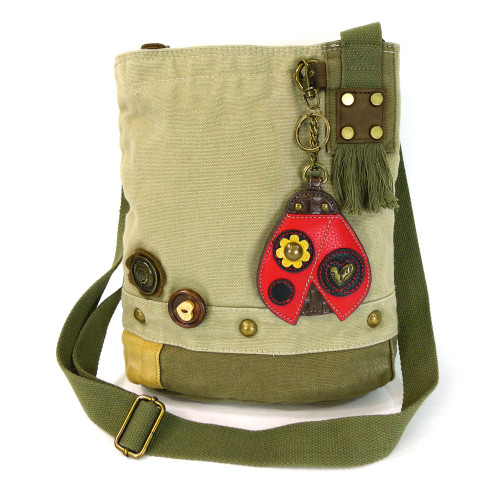 Ladybug Patch Crossbody with Coin Purse - Sand