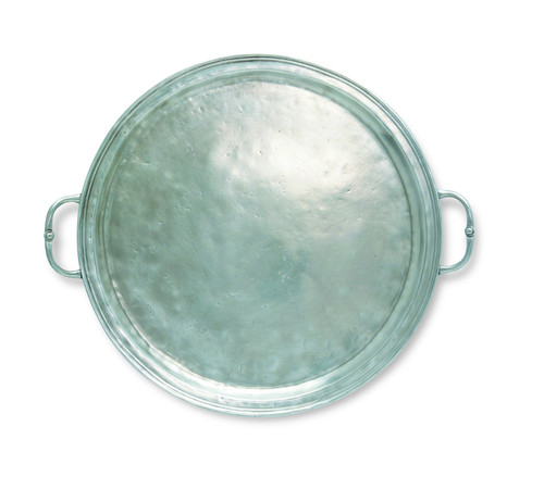 Large Round Tray with Handles by Match Pewter