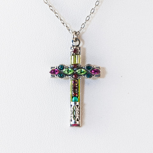 Multi-Color Elegant Large Cross Necklace 8764 - Firefly Jewelry