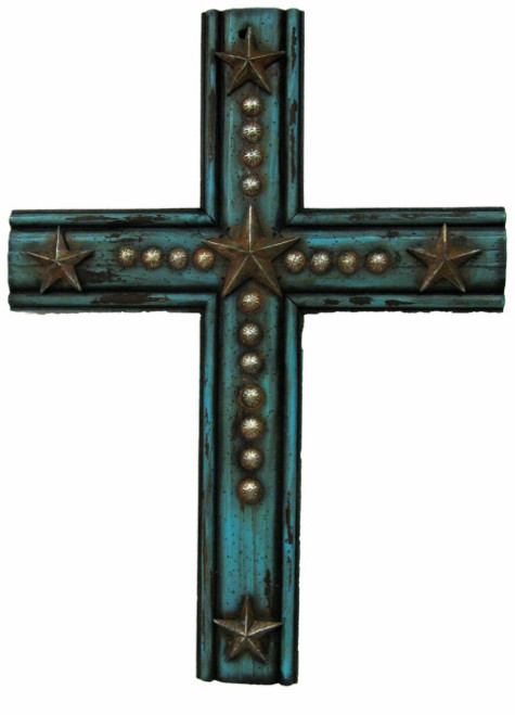 Turquoise Rustic Stars DeLeon Wall Cross