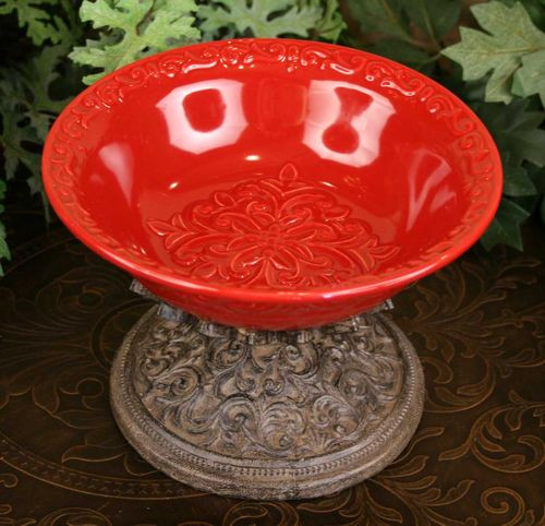 Red Pedestal Bowl