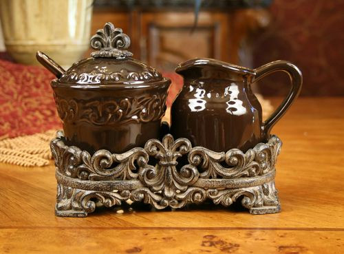 Coffee Colored Cream and Sugar Set - Special Order