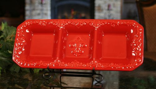 Red Three Section Tray