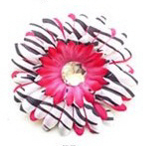 Hot Pink Zebra Flower Clip