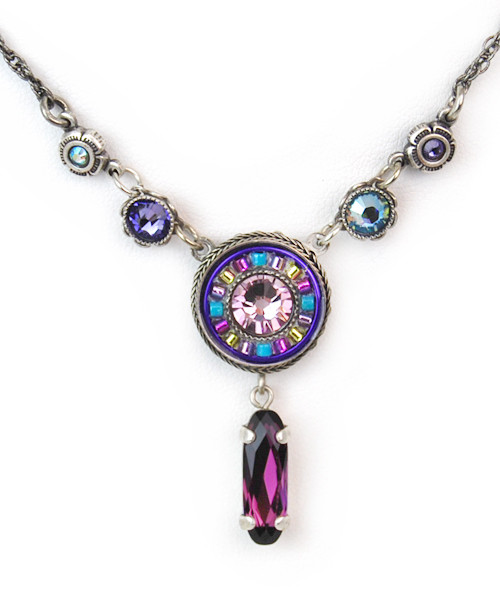 Amethyst La Dolce Vita Circle w/Drop Necklace 8505 - Firefly Jewelry