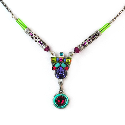 Multi-Color Delicate Mosaic Necklace 8510 - Firefly Jewelry