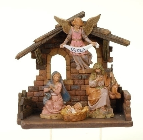 4 Piece Fontanini Nativity Set 5" Figurines w/Stable