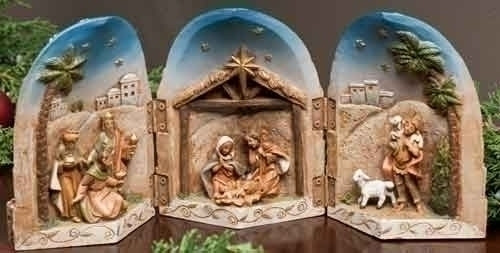 5" Fontanini Nativity Scene Triptych Display