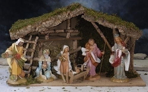 6 Piece Fontanini Nativity Set - 12" Figurines w/Italian Stable
