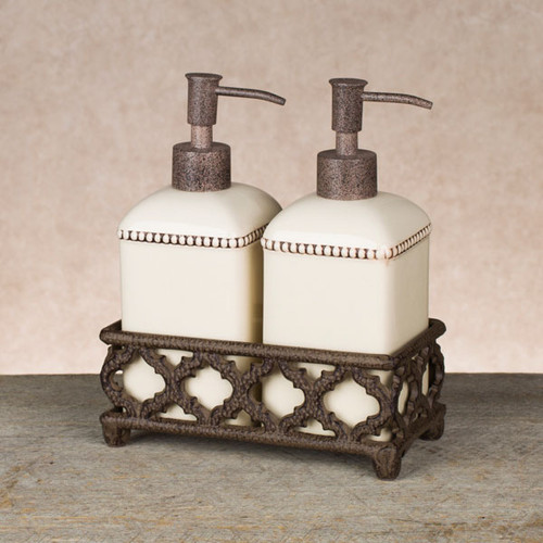 Cream Ogee-G Soap/Lotion Dispenser Set - GG Collection