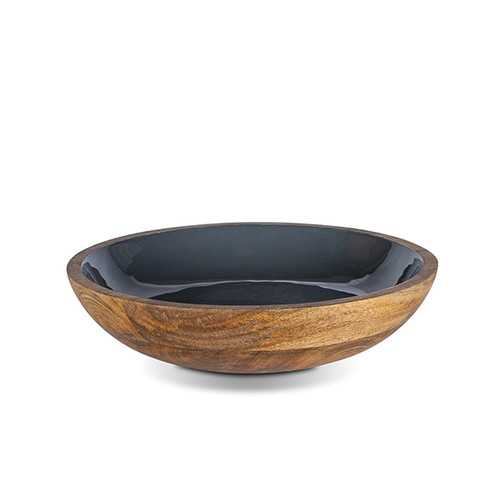 Charcoal Enamel Mango Wood Serving Bowl - GG Collection