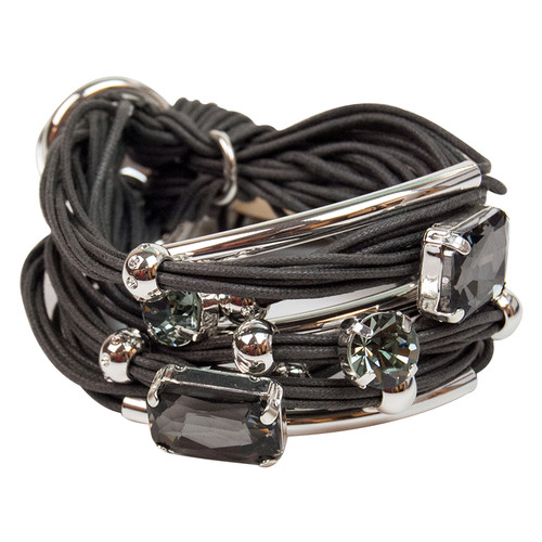 Slate Silver Tubes Large Crystals Bracelet by Gillian Julius