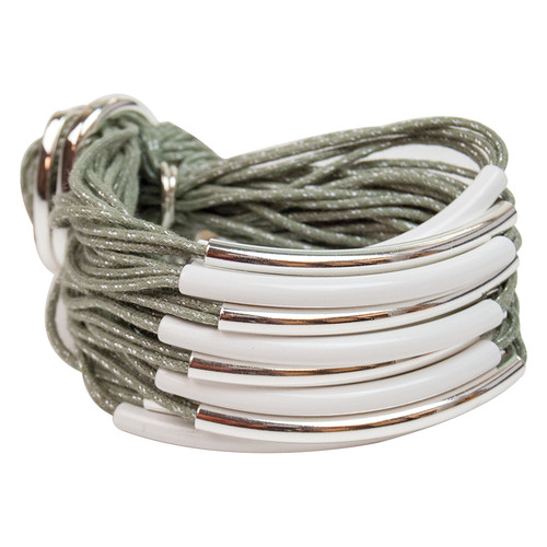 Mint Silver & White Multi Tube Bracelet by Gillian Julius