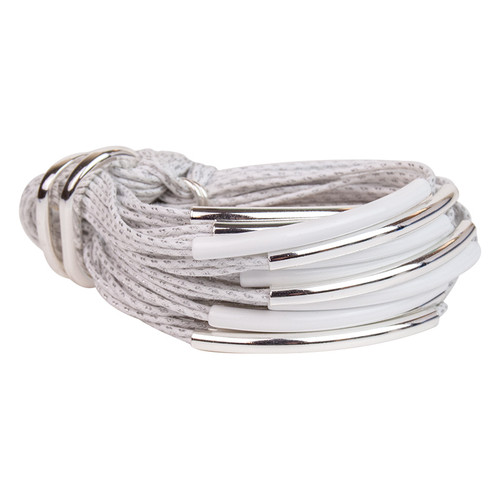 Silver & White Multi Tube Bracelet by Gillian Julius