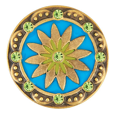 Turquoise & Green Brass Boho Fashion Snap by Ginger Snaps