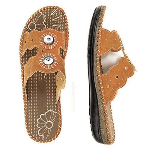 Size 9 Nutmeg Brown Galveston 2-Snap Sandal by Ginger Snaps (Special Order)