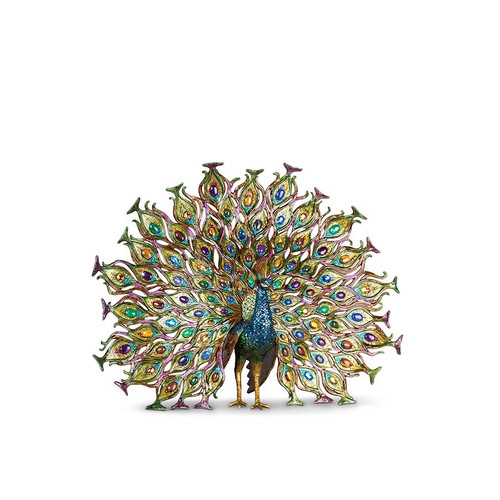 Jay Strongwater Stanton Fan Tail Peacock Figurine