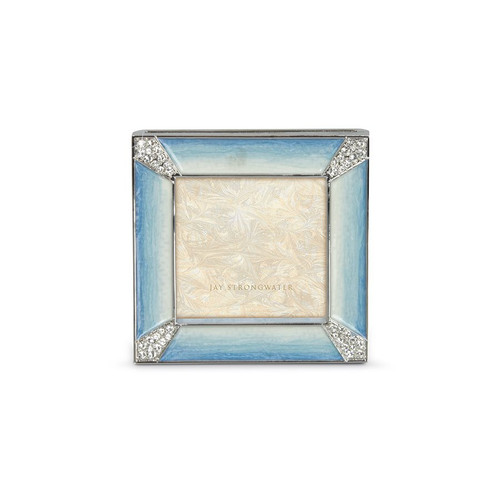 Jay Strongwater Leland Pave Corner 2" Square Frame - Light Blue