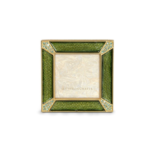 Jay Strongwater Leland Pave Corner 2" Square Frame - Green