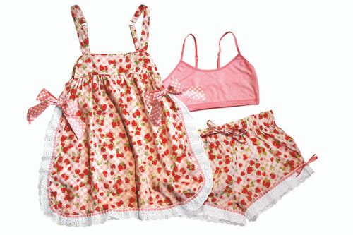 Strawberry Gingham Baby Doll Set (Size: Small)