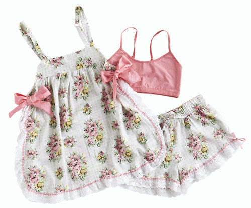 Gingham Floral Baby Doll Set (Size: Small)