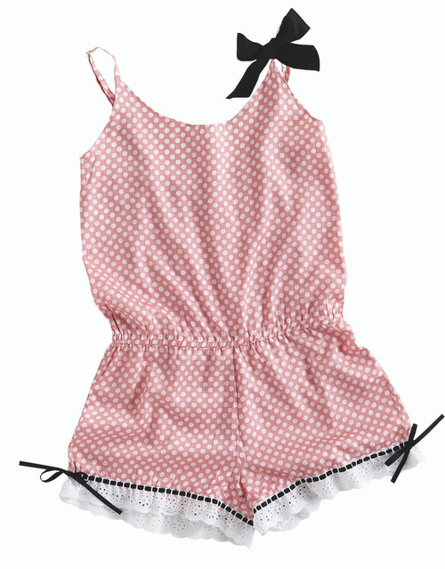 Deco Dot Pink and White Romper (Size: Large)