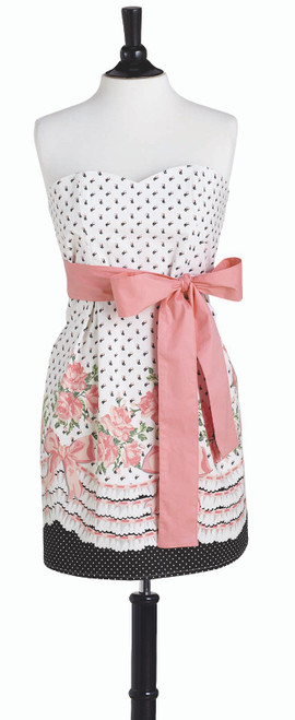 Bows and Roses Black Bib Strapless Apron