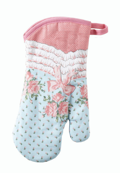 Jessie Steele Floral Stripe Oven Mitt with Bow