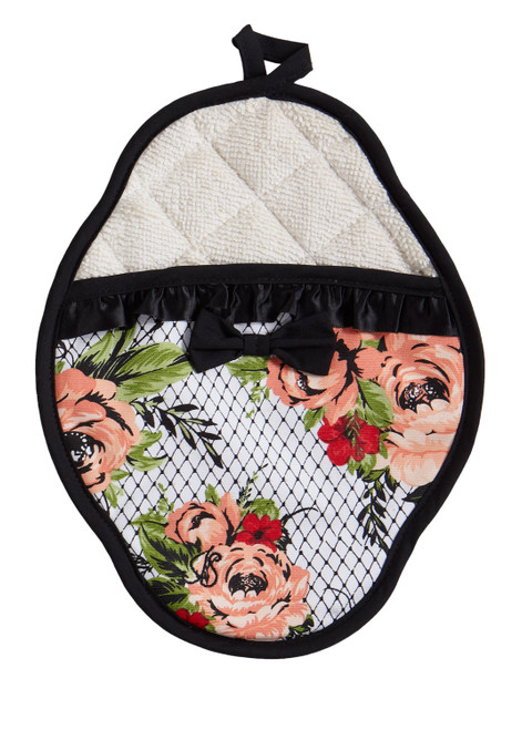 Jessie Steele Floral Stripe Oven Mitt with Bow