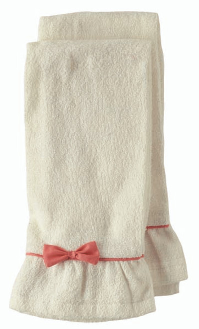 Terry Towel Natural with Pink Bow (Set of 2)