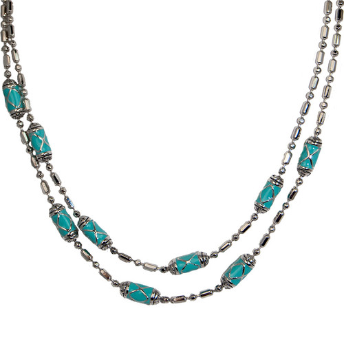 Turquoise Lattice Double Strand Necklace by John Medeiros