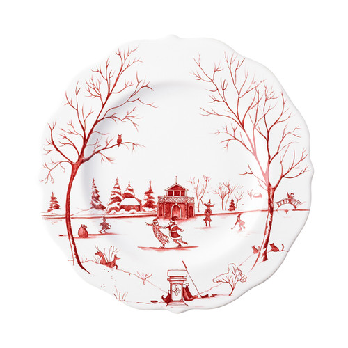 Country Estate Winter Frolic in Ruby "The Claus' Christmas Day" Dessert/Salad Plate by Juliska - Special Order