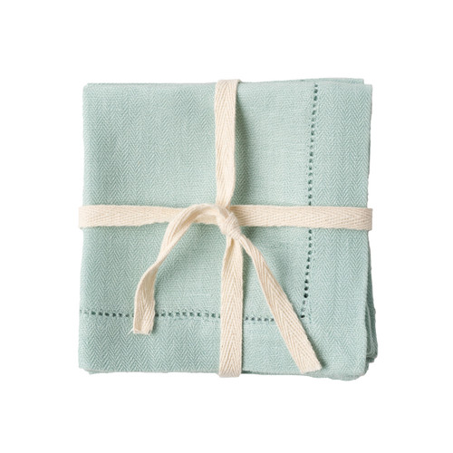 Heirloom Linen Ice Blue Cocktail Napkin (Set of 4) by Juliska