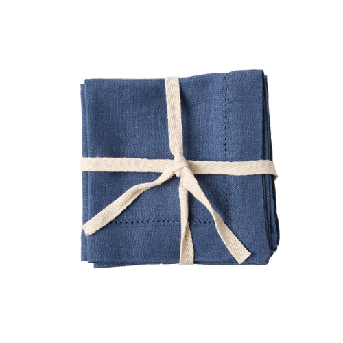 Heirloom Linen Delft Blue Cocktail Napkin (Set of 4) by Juliska