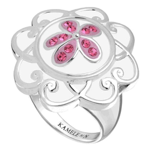 Size 9 White Enamel Flower Ring - KR009W Kameleon Jewelry {Legacy}