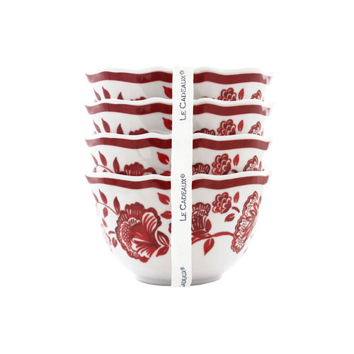 Jardin Red Dessert Bowls (Set of 4) by Le Cadeaux