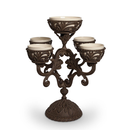 Epergne - Brown Metal w/5 Ceramic Inserts - GG Collection