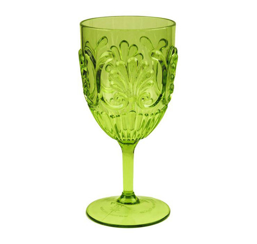 Fleur Glassware Light Green Wine Glass by Le Cadeaux