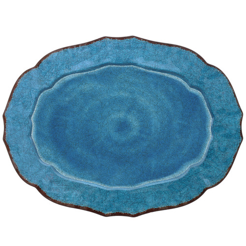 Antiqua Blue X-Large Oval Tray by Le Cadeaux