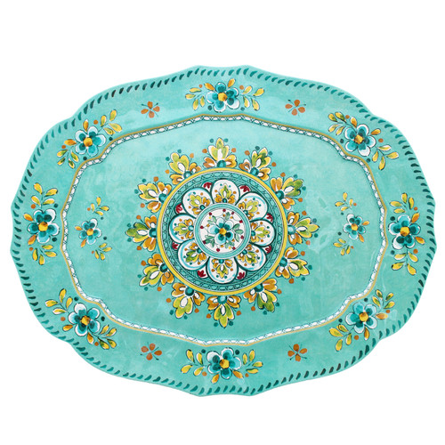 Madrid Turquoise X-Large Oval Tray by Le Cadeaux