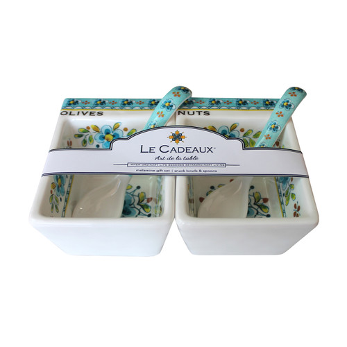 Madrid Turquoise Snack Bowl with Spoon Gift Set by Le Cadeaux