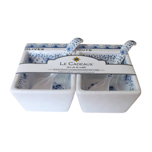 Moroccan Blue Snack Bowl with Spoon Gift Set by Le Cadeaux