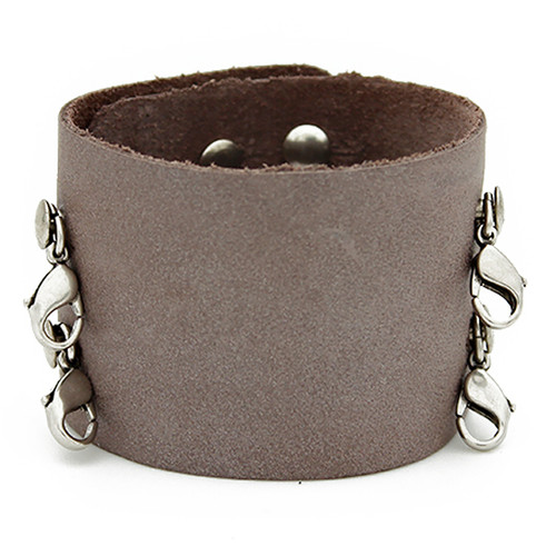 Metallic Taupe Wide Cuff - Silver Finish - Lenny & Eva