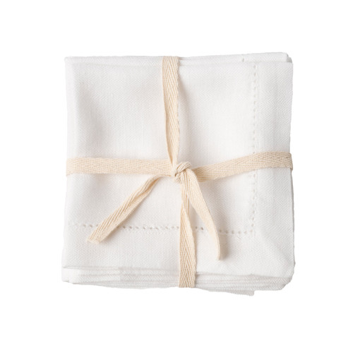 Heirloom Linen White Cocktail Napkin (Set of 4) by Juliska