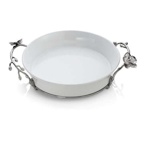 White Orchid Pie Dish by Michael Aram