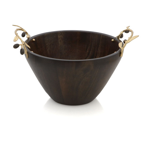 Olive Branch Gold Wood Serving Bowl by Michael Aram