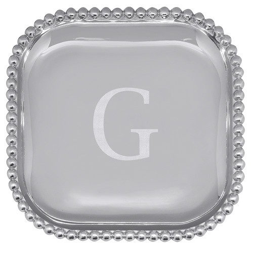 Pearled Square Platter - Engraved "G" by Mariposa